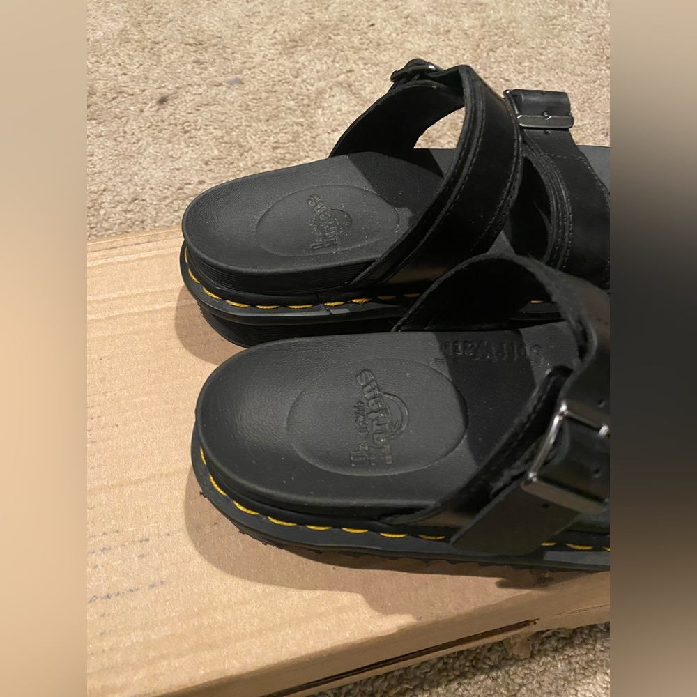 Dr. Martens Myles Brando Black Leather Buckle Slide Sandals View 5